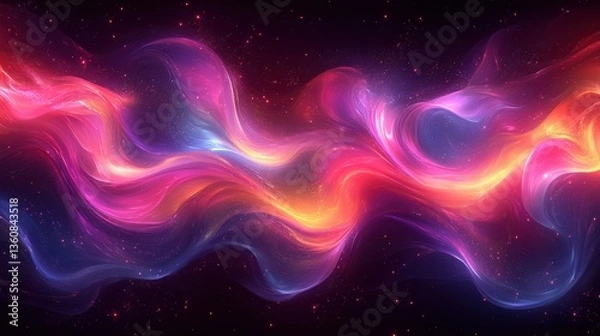 Fototapeta Vibrant Abstract Waves of Color in Cosmic Space Background