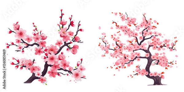 Fototapeta sakura flower vector art Japanese element