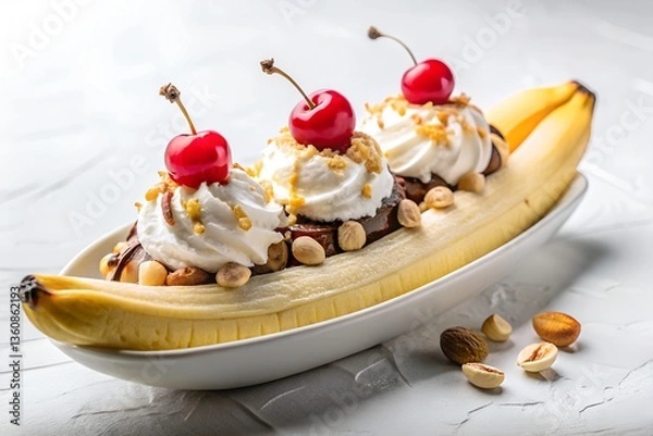 Obraz banana split in white background