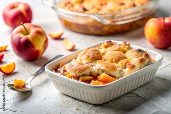 Obraz peach cobbler in white background