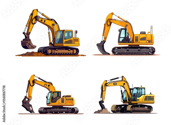 Obraz excavator builder loading for construction vector set