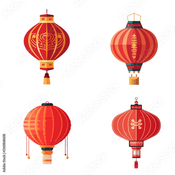 Obraz TRADITIONAL of Chinese Lantern VECTOR SET