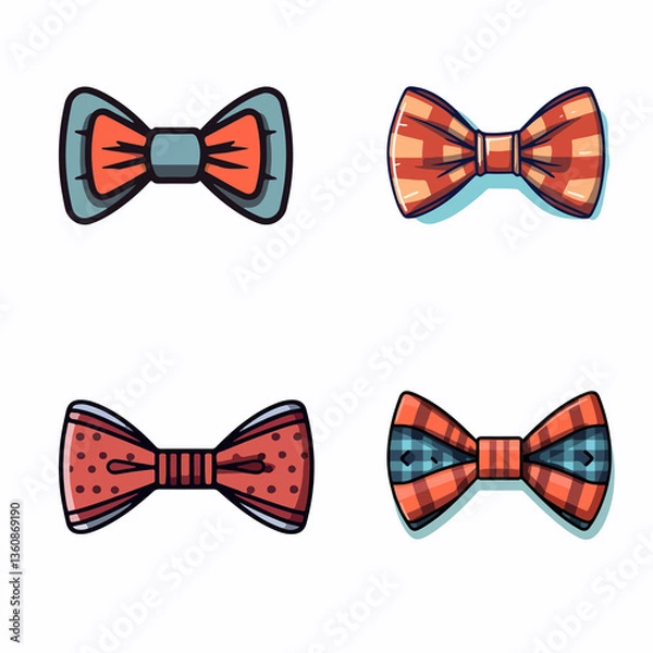 Obraz Set of colored bow ties vector illustration
