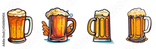 Obraz mugs of beer Drinks with a lot of foam full