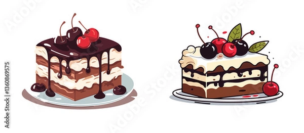 Obraz black forest cake dessert vector art