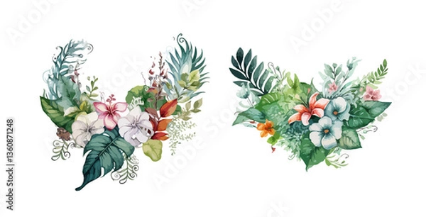 Obraz foliage bloom wild flower vector branch set element wedding card invitation