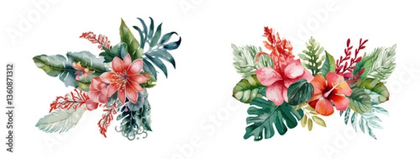 Obraz foliage bloom wild flower vector branch set