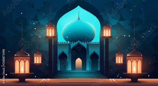 Obraz Islamic greeting card template with ramadan for wallpaper design