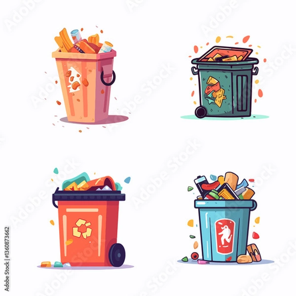 Obraz trash bag Rotting garbage in waste bag or street dustbins full can bin pile rubbish accumulation dumpster overflow dump dirty