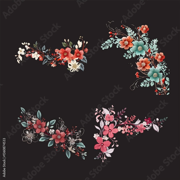 Obraz branch wild flower illustration set color full