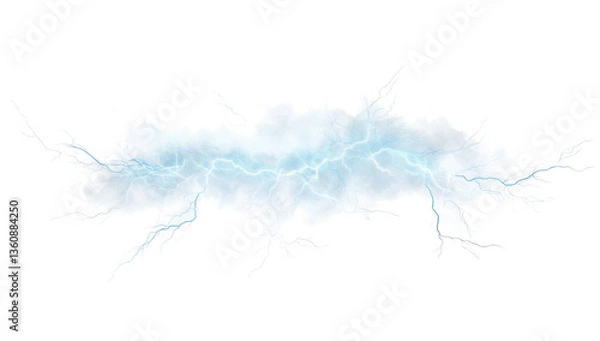 Fototapeta Realistic lightning strike effect on transparent background 
