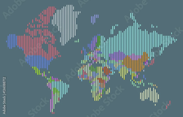 Obraz Abstract colorful vertical bar world map