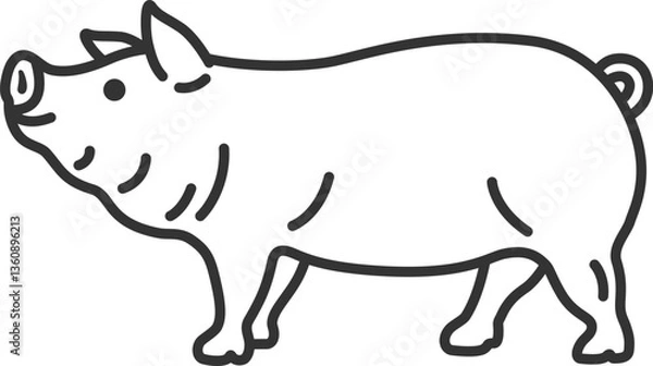 Fototapeta ブタ（線画）のイラスト