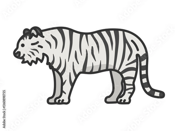 Fototapeta ホワイトタイガー（線画カラー）のイラスト