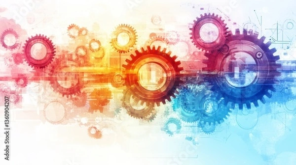 Fototapeta Abstract colorful gear mechanism background.