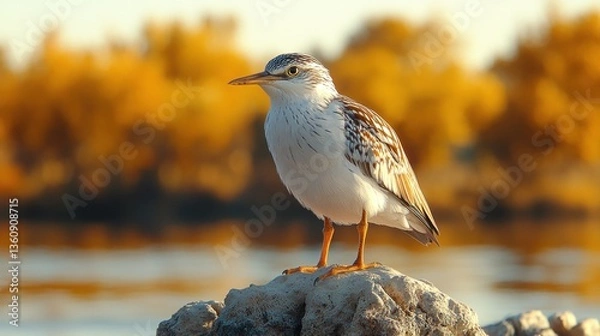 Fototapeta A bird perched on a mossy branch