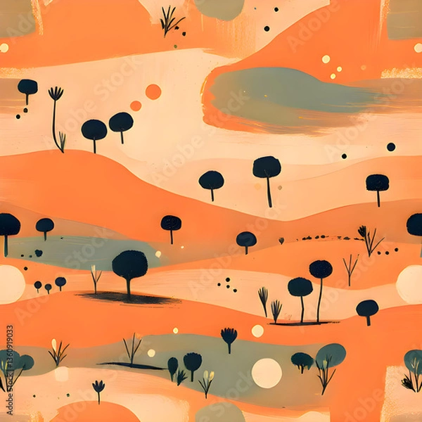 Obraz Abstract Bengal Landscape-Inspired Textile Pattern