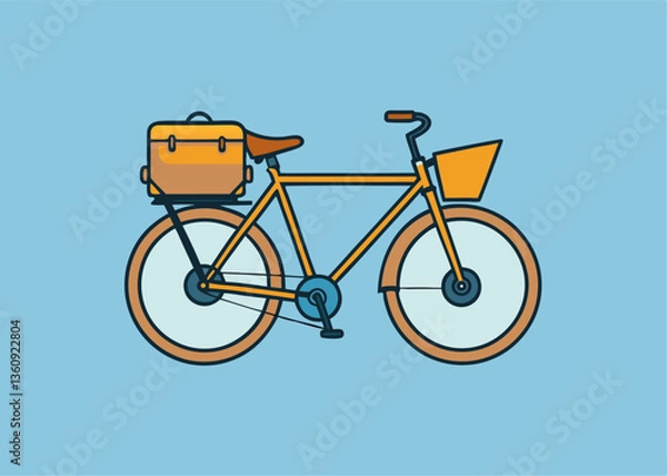 Fototapeta Pedal Power Delivery: A stylized illustration depicts a bicycle with a basket and a package carrier, poised for delivery against a simple, uncluttered backdrop.