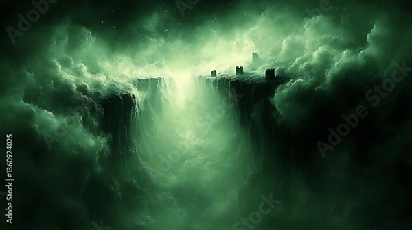 Fototapeta Ethereal Towers Above a Verdant Cloud Sea