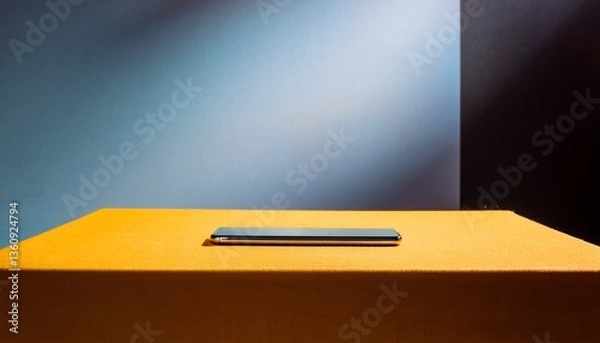 Fototapeta A simple composition with a smartphone on a table