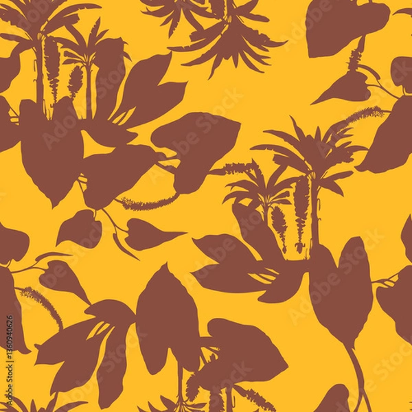 Fototapeta Tropical pattern, floral, leaves. Digital print in Repeat (rapport), Resolution 300 DPI, ideal for fashion, decoration and stationery.