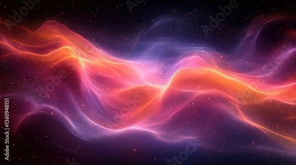 Fototapeta Ethereal Cosmic Waves in Vibrant Colors and Glowing Light Effects