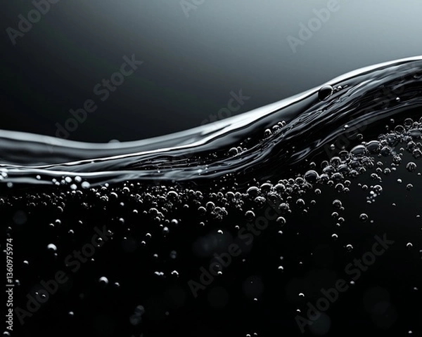 Fototapeta Dark Liquid Wave with Bubbles