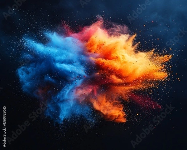 Fototapeta Exploding Colorful Dust Clouds