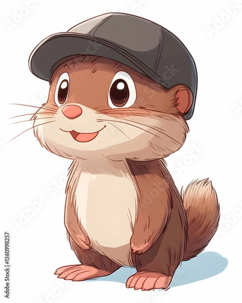 Obraz Adorable cartoon gopher with cap