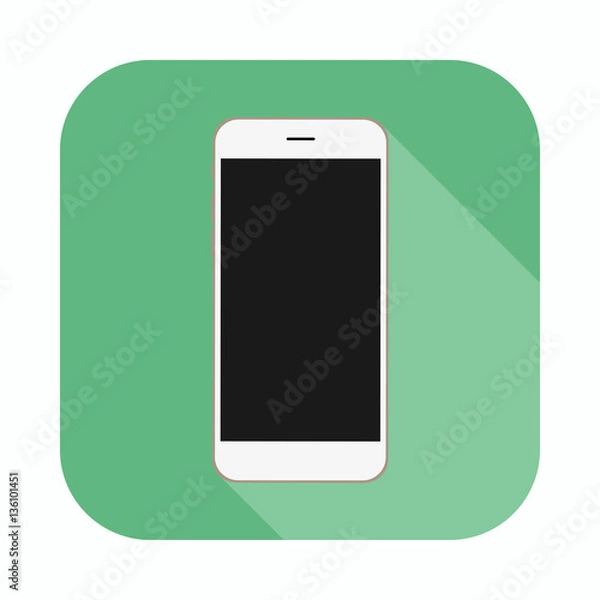 Obraz Mobile phone Icon. Smartphone long shadow flat icon vector illustration.