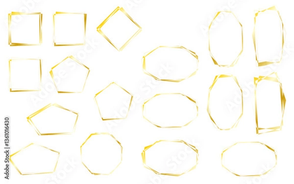 Fototapeta 金色グラデーションの幾何学的なフレームセット。