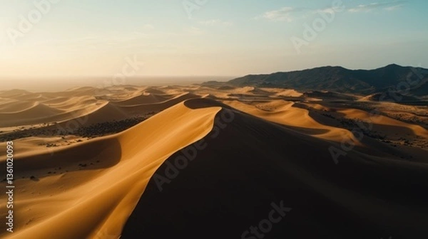 Obraz Majestic sand dunes desert landscape aerial photography natural beauty sunrise serenity and vastness