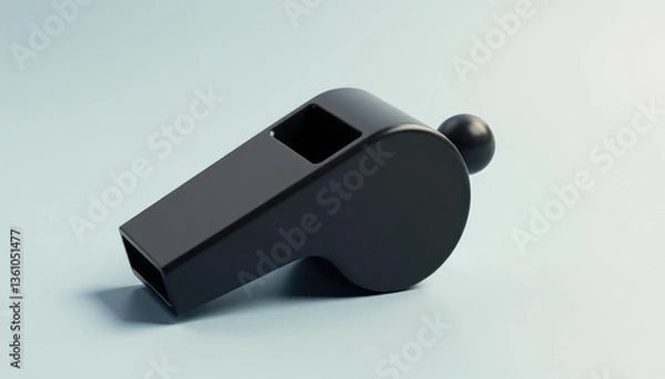 Obraz Classic black plastic whistle, simple design, clean background , plastic, referee, isolated