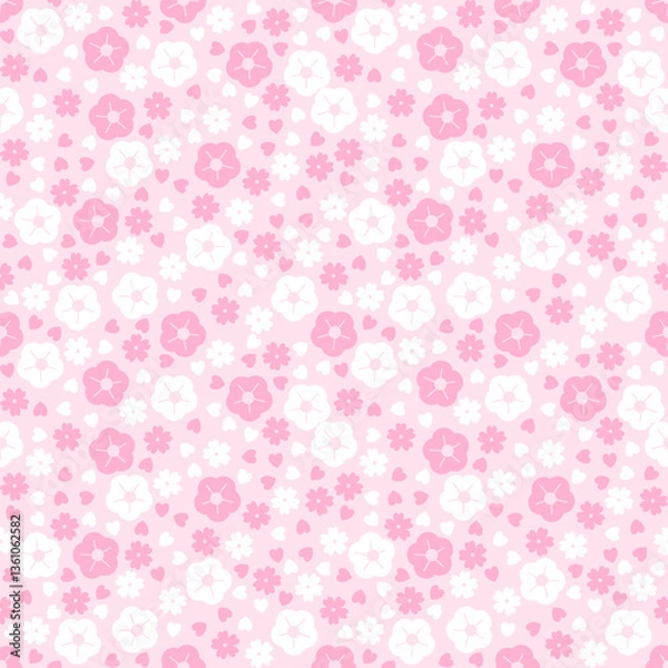 Fototapeta seamless pattern with pink flowers
