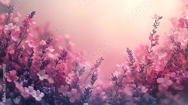 Obraz Delicate Pink Flowers Bloom in Soft Light