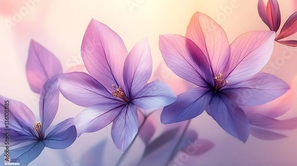 Obraz Delicate Purple Flowers Softly Illuminated Background