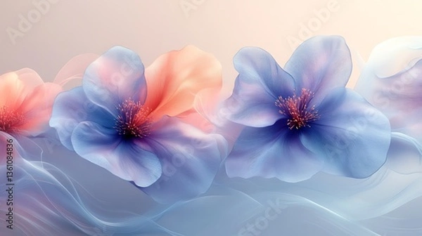 Obraz Delicate Pastel Flowers Softly Draped in Sheer Fabric