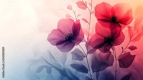 Obraz Translucent Flowers Delicate Petals Soft Hues Artistic Design