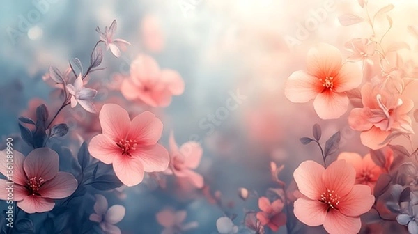 Obraz Delicate Peach Blossoms in Soft Sunlight