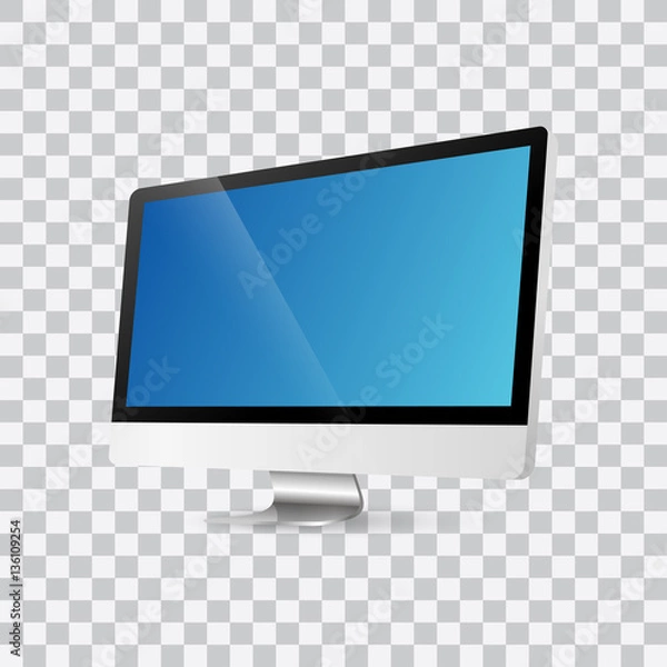 Fototapeta Monitor PC realistic with a blank screen on background isolate, stylish vector illustration EPS10