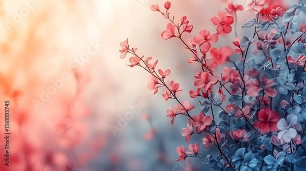 Obraz Delicate Pink Flowers Blooming Softly in Spring