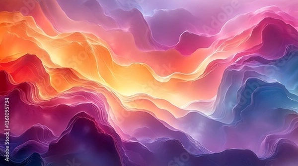 Obraz Abstract Colorful Layered Mountain Landscape