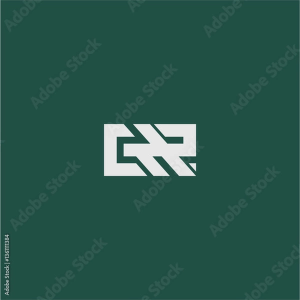 Fototapeta GHR monogram logo with gray color and green background