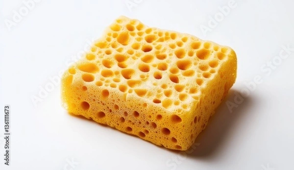 Fototapeta Rectangular yellow sponge with textured holes