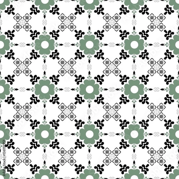 Obraz black and white seamless pattern