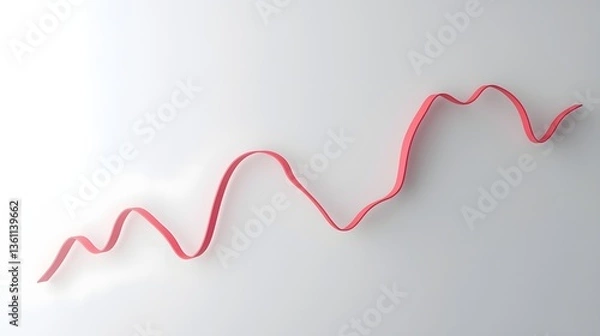Fototapeta Ascending Red Market Graph Symbolizing Economic Growth on Minimal White Background