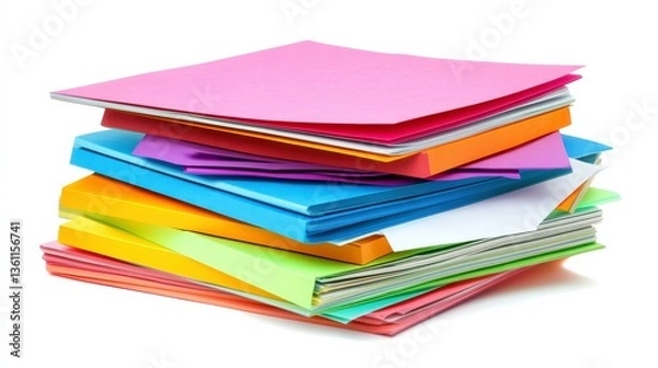 Fototapeta Colorful Document Preparation Materials on White Background