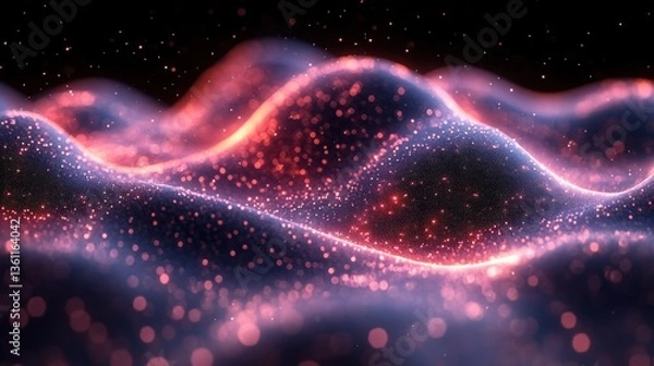 Fototapeta Stunning Abstract Waves of Light with Sparkling Particles and Depth