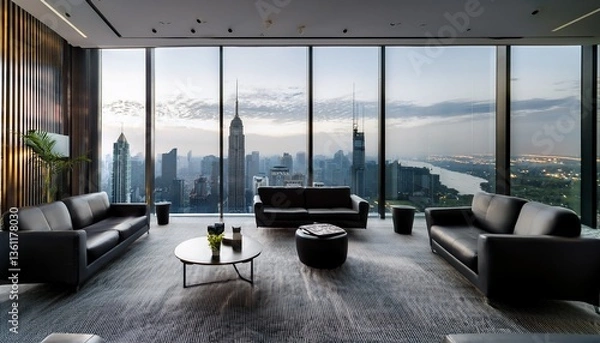 Fototapeta A business lounge with a striking modern interior