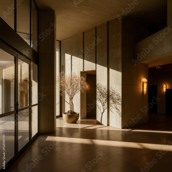 Obraz Contemporary Architecture with Dramatic Shadows and Natural Light